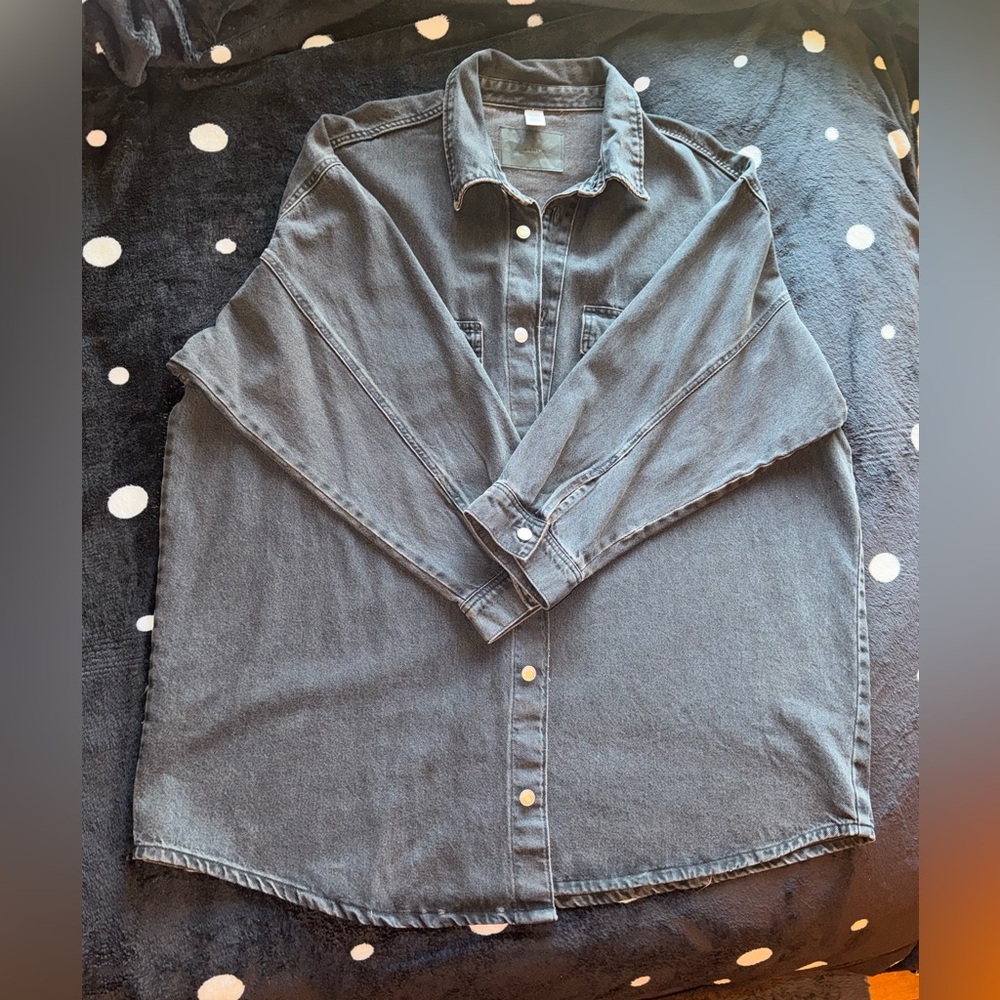 H&M Men's Gray Denim Trench Coat